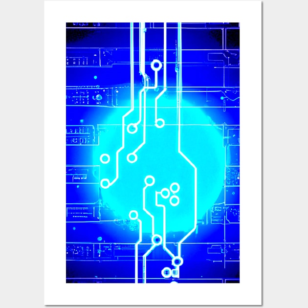 Blue circuit board Wall Art by SEMPRINT